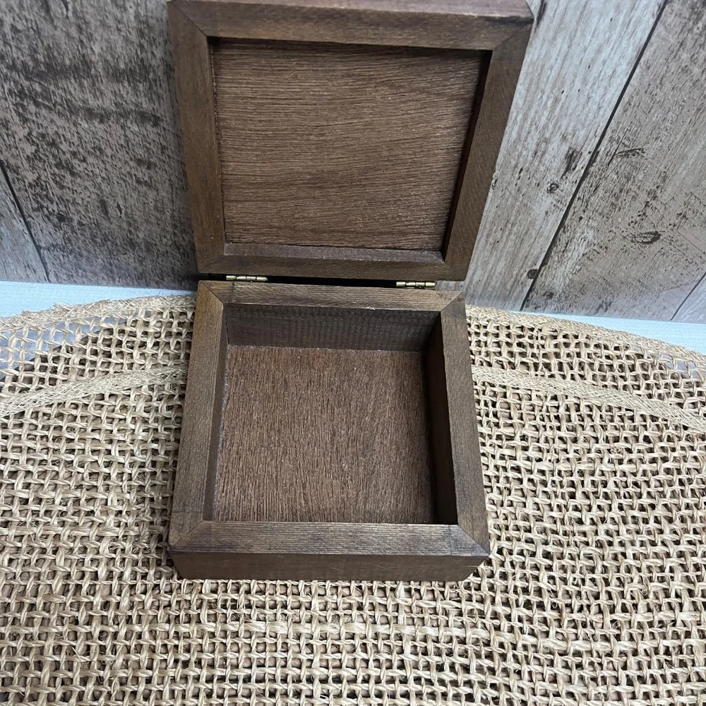 Vintage Pressed Flower Wooden Trinket Box Floral Inlay Jewelry Box Cottagecore